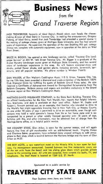 Pinestead Reef Resort (Reef Motel) - June 1964 Bank Ad (newer photo)